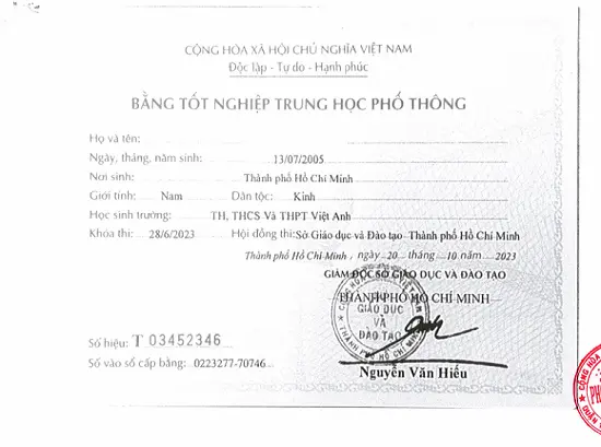 Bằng tốt nghiệp THPT