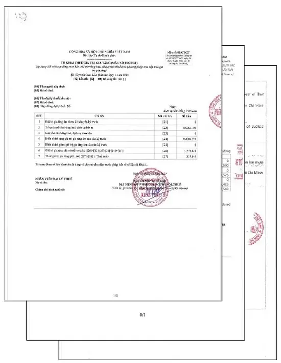 Bộ Dịch Công Chứng Thuế Giá Trị Gia Tăng